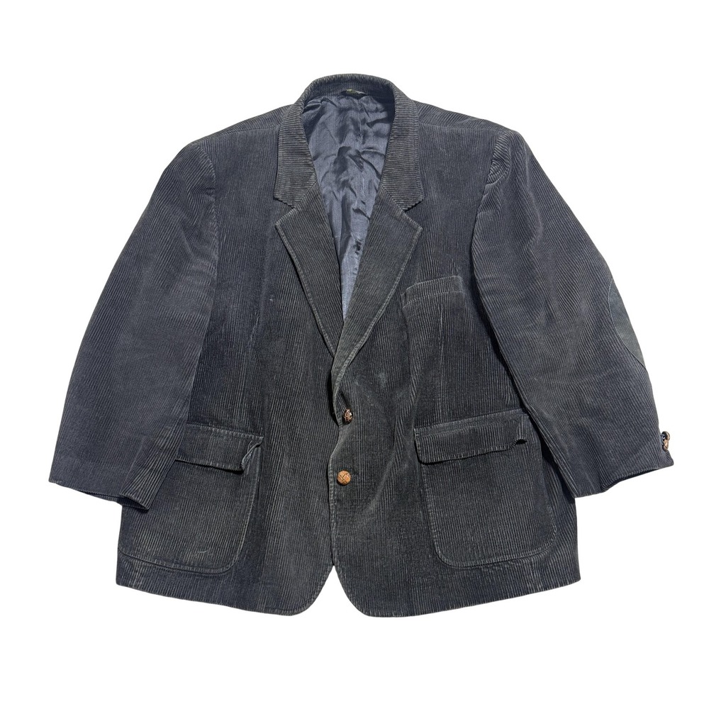 Henry James Ltd‎ Blazer Mens Large Gray Corduroy Elbow Patch Sport Coat Jacket